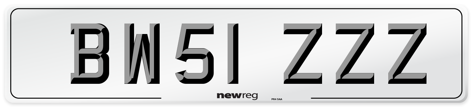 BW51 ZZZ Number Plate from New Reg